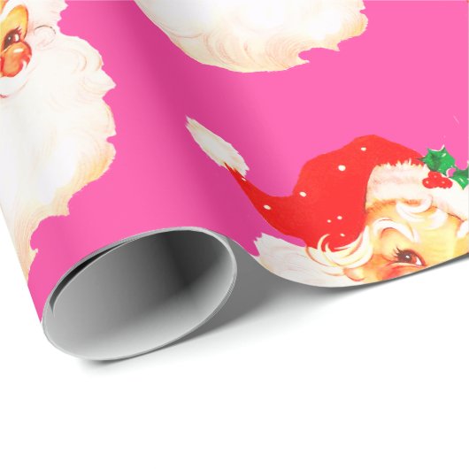 Kerst Jolly Santa Merry Roze Plezier Cadeaupapier (Rol Hoek)
