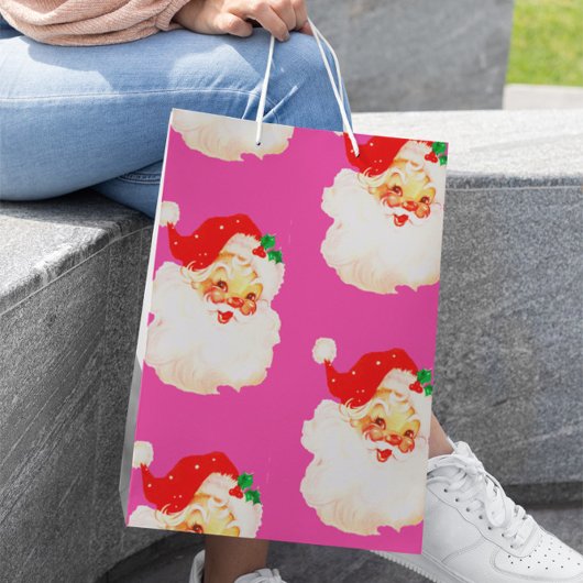 Kerst Jolly Santa Merry Roze Plezier Medium Cadeauzakje