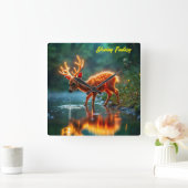 Kerst jonge herten stroom magische lichten vierkante klok (Huis)