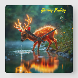 Kerst jonge herten stroom magische lichten vierkante klok