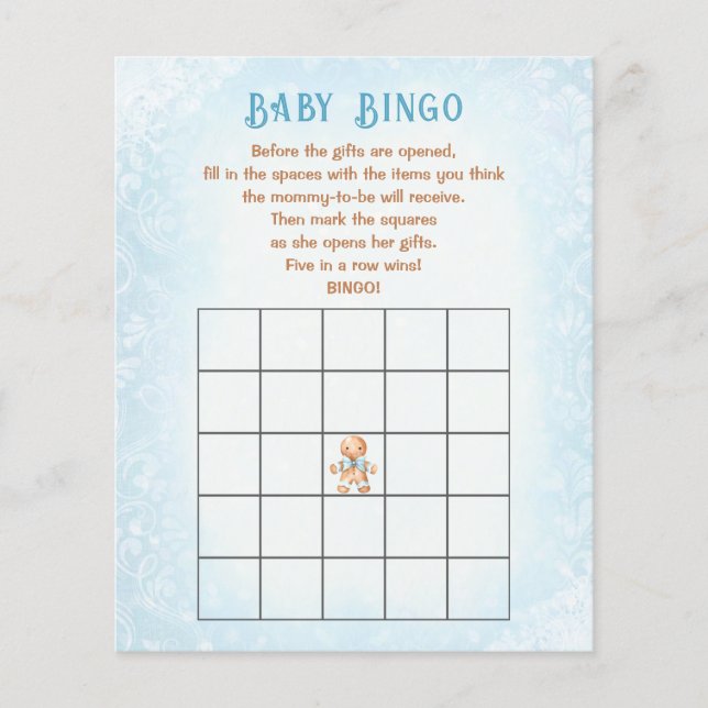 Kerst Jongen Baby Shower Spel Baby Bingo (Voorkant)