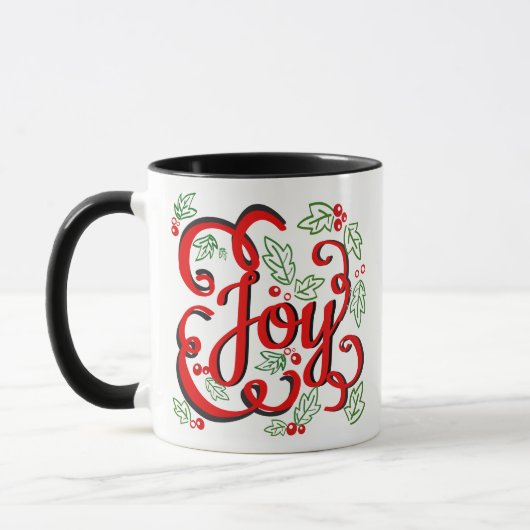 Kerst Joy Holly Berries & Leaves Mok (Links)