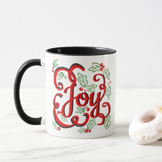 Kerst Joy Holly Berries & Leaves Mok (Met donut)