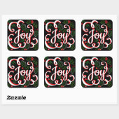Kerst Joy Holly Berries & Leaves Vierkante Sticker (Vel)