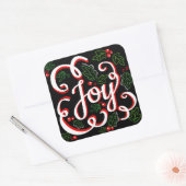 Kerst Joy Holly Berries & Leaves Vierkante Sticker (Envelop)