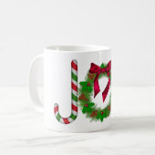 Kerst JOY krans en rendieren Koffiemok (Voorkant links)