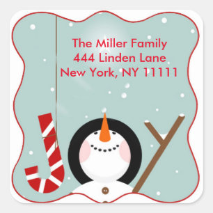 Kerst Joy Snowman Adresetiketten Stickers