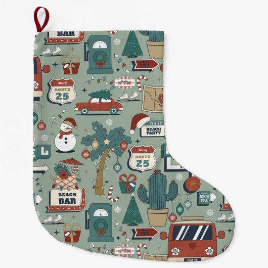 kerst juli route 25 strand tropisch grote kerstsok (Voorkant)