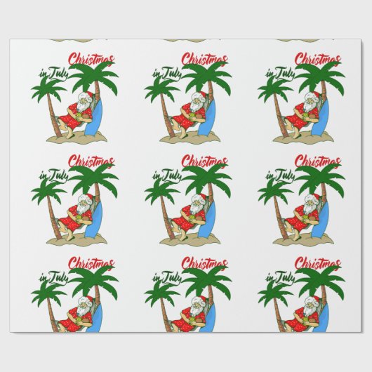 kerst juli tropische santa claus cadeaupapier (Vlak)