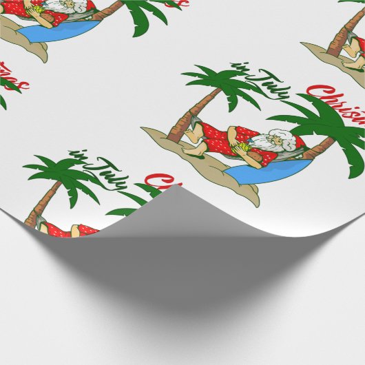 kerst juli tropische santa claus cadeaupapier (Hoek)