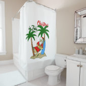 kerst juli tropische santa claus douchegordijn (In situ)