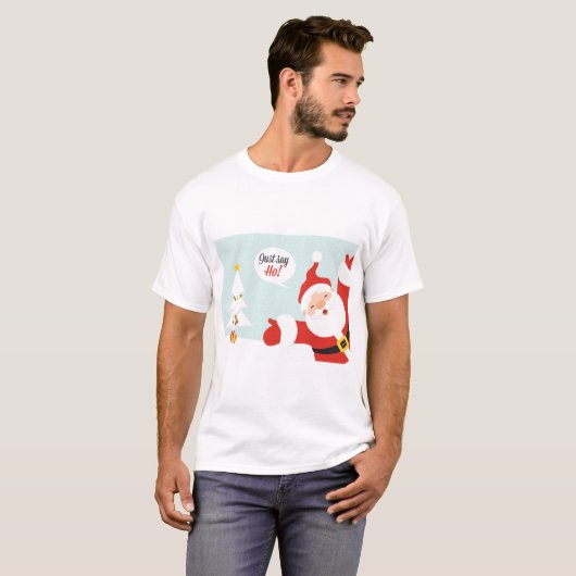 Kerst 'Just Say Ho' basic T-shirt (Voorkant volledig)
