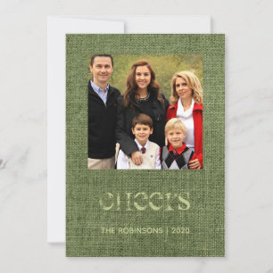 Kerst jute familie foto feestdagenkaart