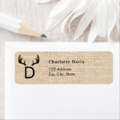 Kerst jute gewei monogram retour adres etiket (Insitu)