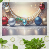 Kerst Juweel Lijst Vakantie Keuken Handdoek (Gevouwen)