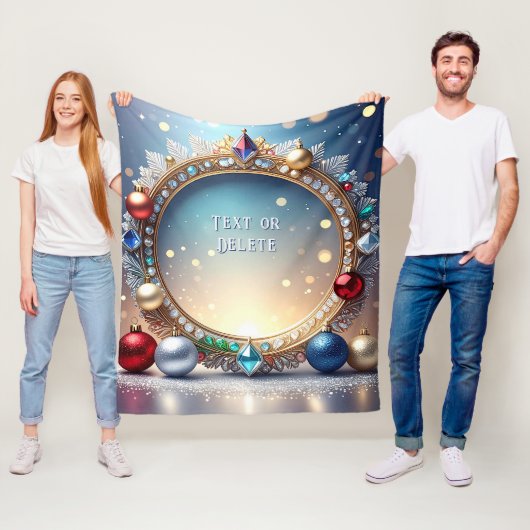 Kerst Juwelen Frame Fleece Deken (In situ)