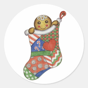 Kerst K Gingerbread Sok Stickers