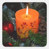 Kerst Kaars Arrangement Vierkante Sticker (Voorkant)