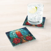 Kerst Kaars Glas in lood Glazen Onderzetter (Schuin)