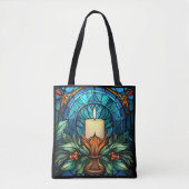 Kerst Kaars Glas in lood Tote Bag (Voorkant)