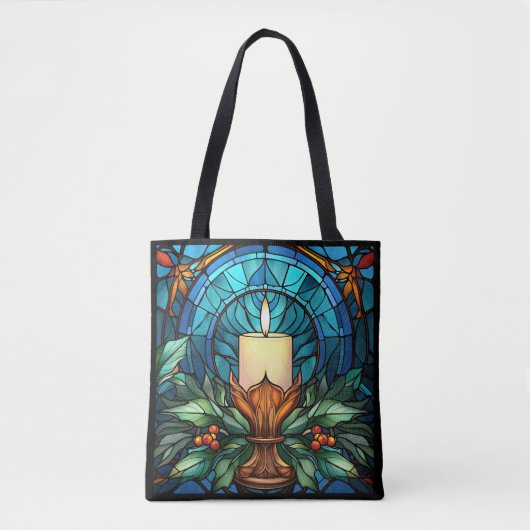 Kerst Kaars Glas in lood Tote Bag (Voorkant)