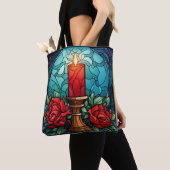 Kerst Kaars Glas in lood Tote Bag (Dichtbij)
