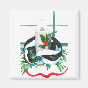 Kerst Kaars Stinkdier Ingepakt Schattig Vakantie Magneet