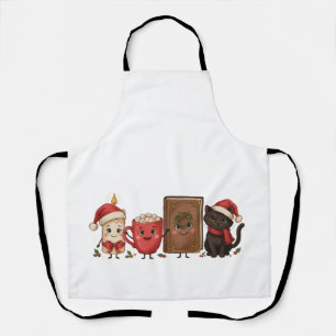 Kerst Kaars Warme Chocolade Boek Zwarte Kat Kerstm Schort