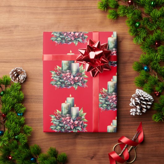 Kerst kaarsen inpakpapier (Feestdagen Geschenken)