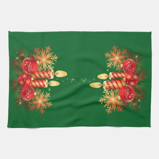 Kerst Kaarsen Keuken Handdoek (Horizontaal)