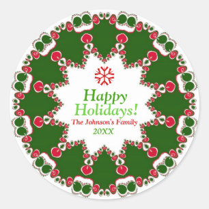 Kerst Kaarslicht Fractal kant mandala Ronde Sticker