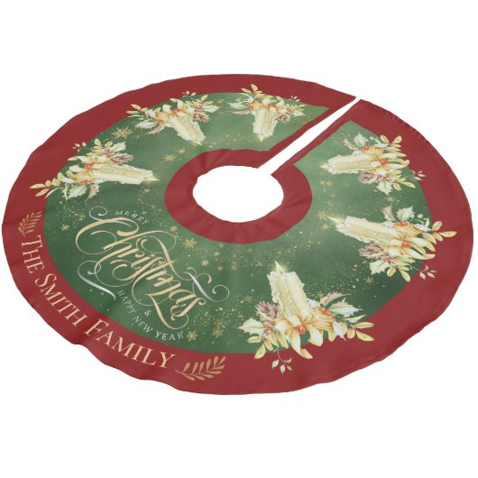 Kerst  kaarslicht gepersonaliseerd kerstboom rok (Gekanteld)