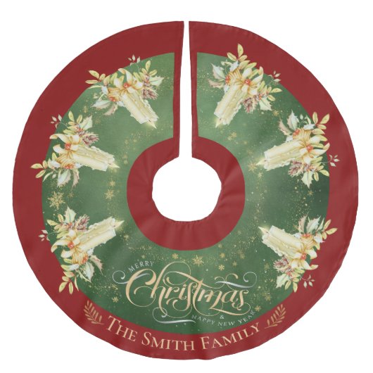 Kerst  kaarslicht gepersonaliseerd kerstboom rok (Voorkant)