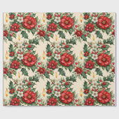 Kerst kaarslicht in bloemen cadeaupapier (Vlak)