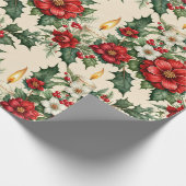 Kerst kaarslicht in bloemen cadeaupapier (Hoek)