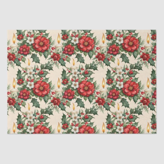 Kerst kaarslicht in bloemen tissuepapier (Voorkant)