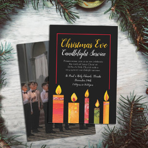 Kerst kaarslicht service art zwart foto kaart