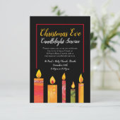 Kerst kaarslicht service art zwart foto kaart (Staand voorkant)