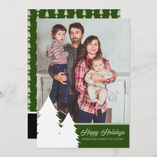 Kerst Kaart 2024 Green Tree Pattern (Voorkant / Achterkant)