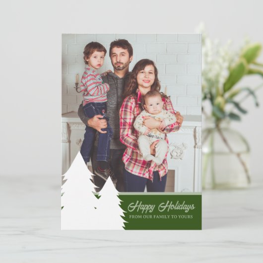 Kerst Kaart 2024 Green Tree Pattern (Staand voorkant)