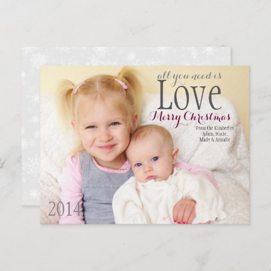 Kerst Kaart - Alles wat je nodig hebt is liefde (Voorkant / Achterkant)