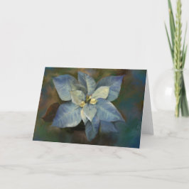Kerst Kaart Blauw Poinsettia