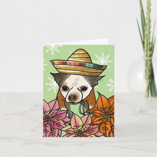 Kerst Kaart, Chihuahua Mix Feestdagen Kaart (Voorkant)