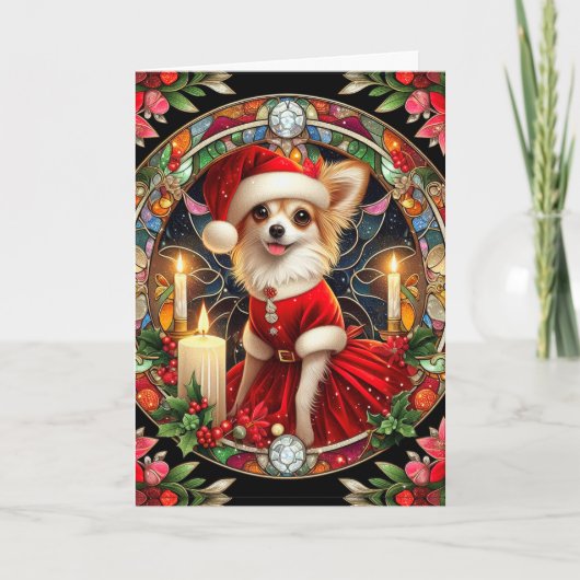 Kerst Kaart Chihuahua Santa Jurk (Voorkant)