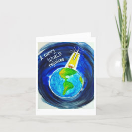 Kerst Kaart - Een vermoeide wereld verheugt zich