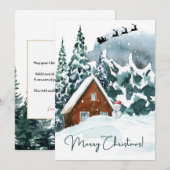 Kerst Kaart- elegant, sneeuw, huis Feestdagenkaart (Voorkant / Achterkant)