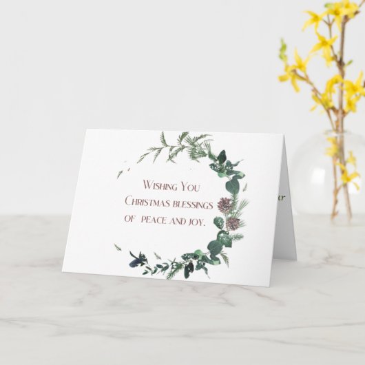 Kerst Kaart - Elegante krans (Gele Bloem)