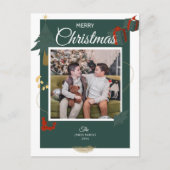 Kerst Kaart Familie Foto Groene Vakantie (Voorkant)