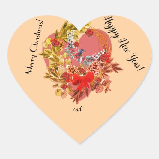 Kerst Kaart! Hart Sticker (Voorkant)