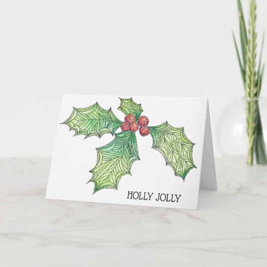 Kerst Kaart Holly Jolly (Voorkant)